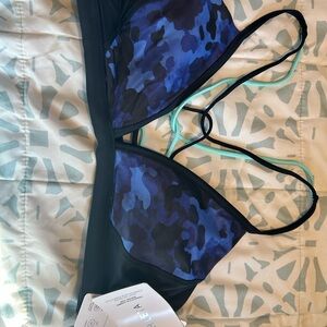Athleta Blue Patterned Bikini Top